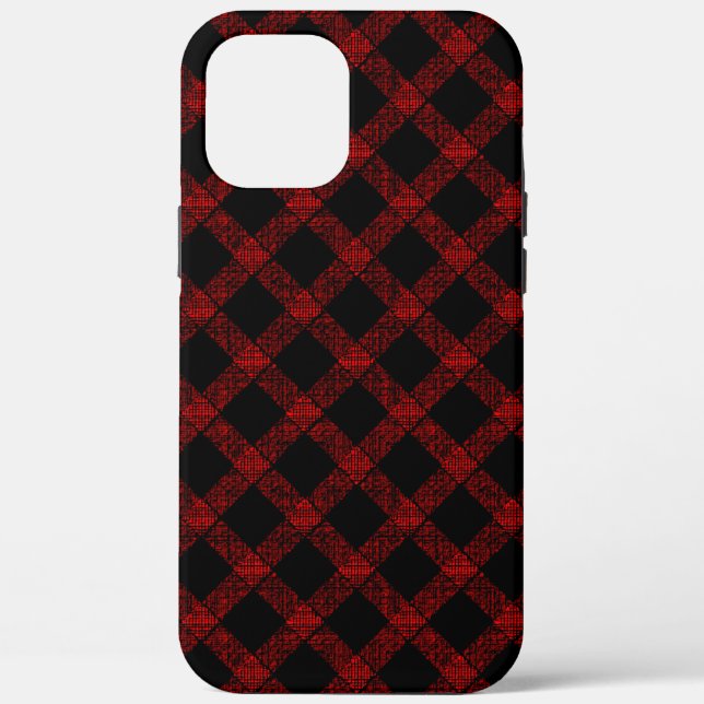 Rustic black and vivid red plaid with thick lines  Case-Mate iPhone case (Back)