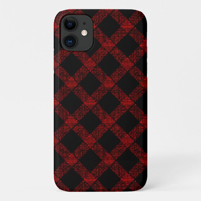 Rustic black and vivid red plaid with thick lines  Case-Mate iPhone case (Back)