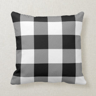 Rustic Black and White Buffalo Check Plaid Cushion