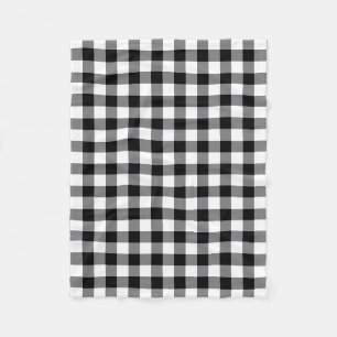 Rustic Black And White Buffalo Plaid Fleece Blanket