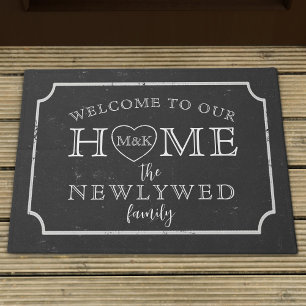 Rustic Black and White Chalkboard Doormat