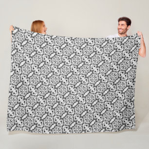Rustic Black and White Cool Pattern  Fleece Blanket