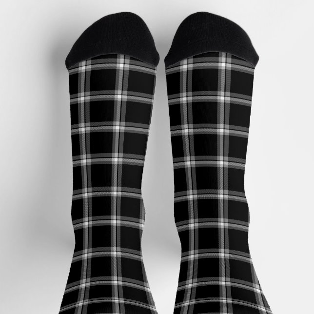 Rustic black and white farmhouse plaid pattern socks (Top)