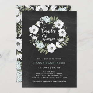 Rustic Black and White Floral Couples Shower Invitation