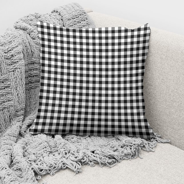 Rustic Black And White Gingham Checked Pattern Cushion (Creator Uploaded)