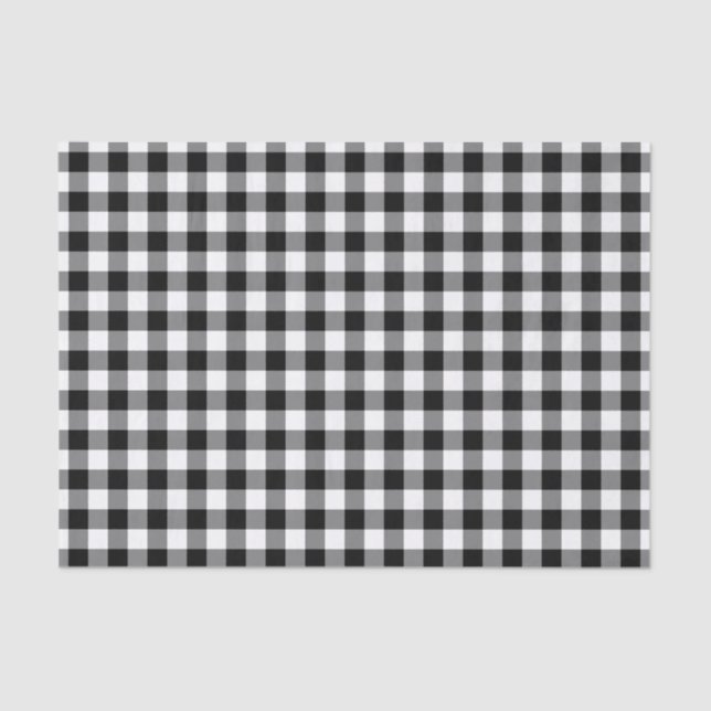 Rustic Black and White Gingham Pattern Tissue Paper (Front)