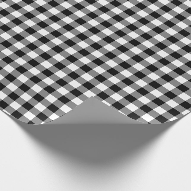 Rustic Black and White Gingham Pattern Wrapping Paper (Corner)