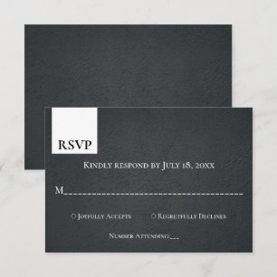 Rustic Black And White Monogram Modern Wedding RSVP Card