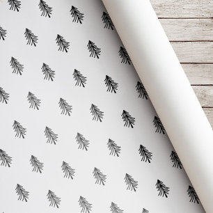 Rustic Black and White Pine Trees Christmas Wrapping Paper