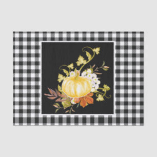 Rustic Black and White Plaids Pumpkin Thanksgiving Tissue Paper