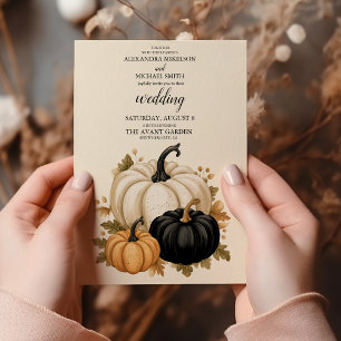 Rustic Black and White Pumpkin Wedding Invitation