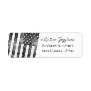 Rustic black and white Sparkles USA flag 