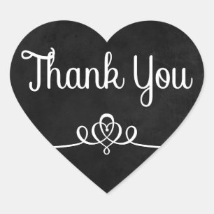 Rustic Black And White Thank You Chalkboard Heart Sticker