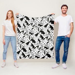 Rustic Black Bear Deer Buffalo Woodland Pattern Fleece Blanket