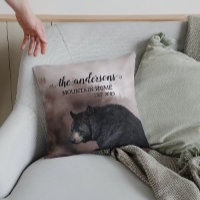 Rustic Black Bear Forest Cabin Decor Monogram