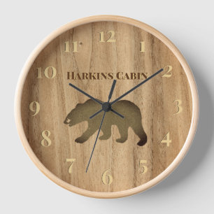 Rustic Black Bear Lodge 3  Clock
