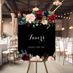 Rustic Black Botanical Wedding Favours Sign
