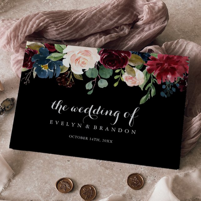 Rustic Black Botanical Wedding  Guest Book (Creator Uploaded)