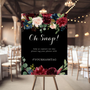 Rustic Black Botanical Wedding Oh Snap Sign