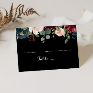Rustic Black Botanical Wedding  Place Card