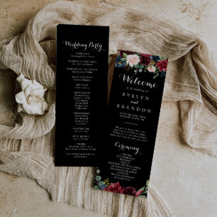 Rustic Black Botanical Wedding Program Programme