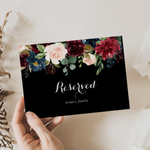 Rustic Black Botanical Wedding Reserved Sign