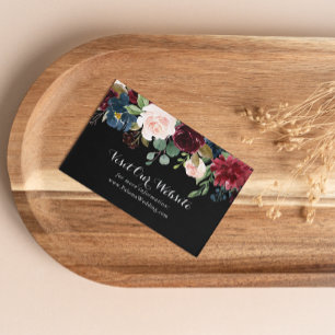 Rustic Black Botanical Wedding Website Enclosure Card