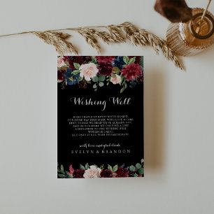 Rustic Black Botanical Wedding Wishing Well  Enclosure Card