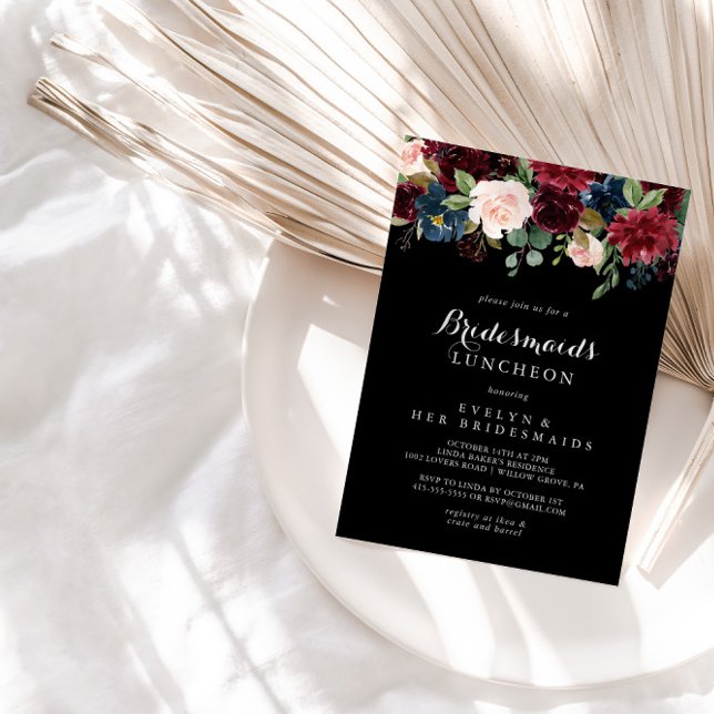 Rustic Black Bridesmaids Luncheon Shower  Invitation (Creator Uploaded)