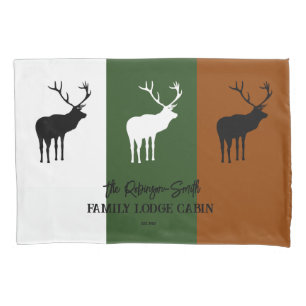Rustic Black Brown Green White Elk Spirit Animal Pillowcase