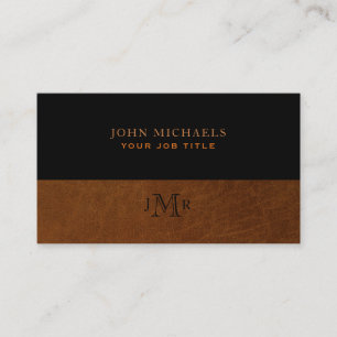 Rustic Black & Brown Leather Image Manly Business Card
