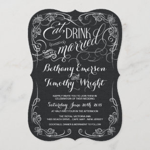 Rustic Black Burlap Die-Cut Wedding Invitations