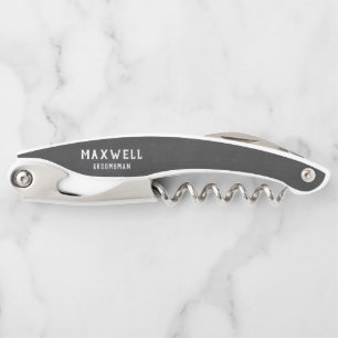 Rustic Black Chalkboard Groomsman Name Corkscrew