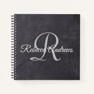 Rustic Black Chalkboard Monogram Planner  Notebook