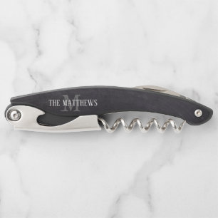 Rustic Black Chalkboard Monogrammed Name Custom Corkscrew