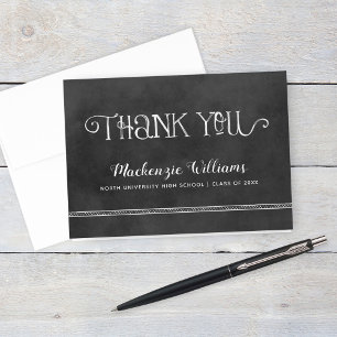 Rustic Black Chalkboard Personalised Graduation Thank You Card