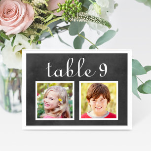 Rustic Black Chalkboard Wedding Photo Table Number