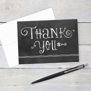 Rustic Black Chalkboard Whimsical Thank You Card