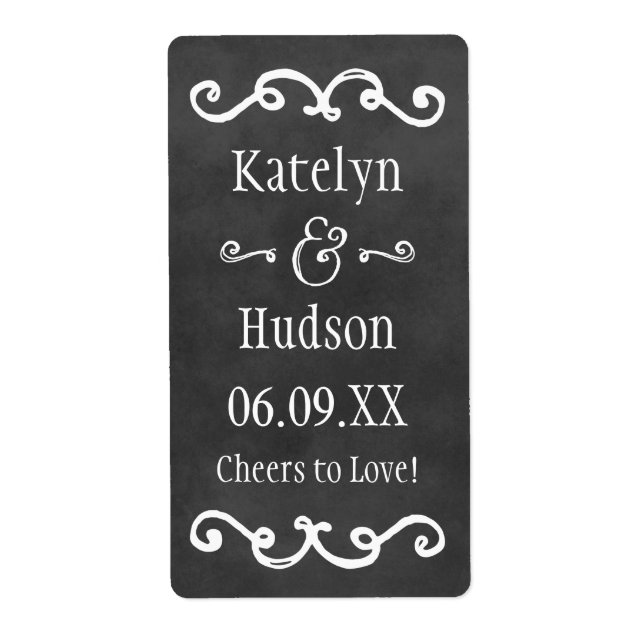 Rustic Black Chalkboard Wine Wedding Favor (Front)
