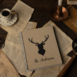 Rustic Black Deer   Kraft   Family Name Planner