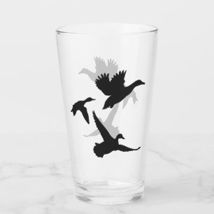 Rustic Black Flying Ducks Silhouette Glass
