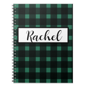 Rustic Black Green Gingham Notebook