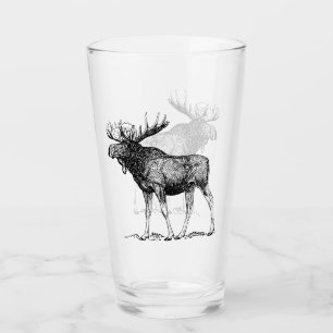 Rustic Black Moose Illustration Glass