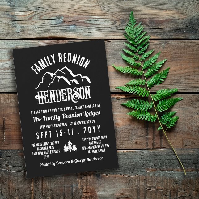 Rustic Black Mountains & Pines Family Reunion Invitation (Creator Uploaded)