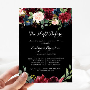 Rustic Black Night Before Rehearsal Dinner  Invitation