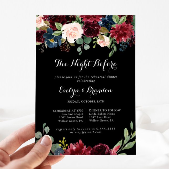 Rustic Black Night Before Rehearsal Dinner  Invitation (Creator Uploaded)