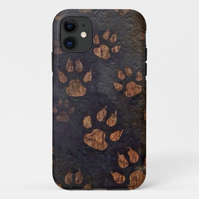 Rustic Black Paw Pattern Case-Mate iPhone Case (Back)