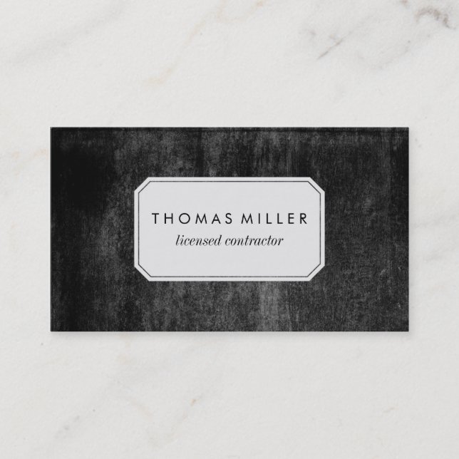 Rustic Black Professional Business Card (Front)