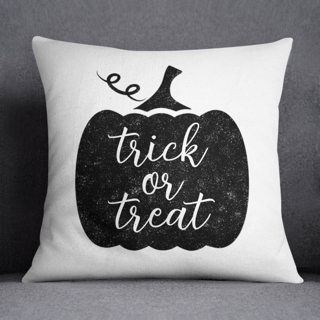 Rustic Black Pumpkin Trick or Treat Script Cushion (Creator Uploaded)