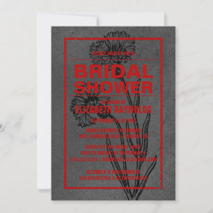 Rustic Black & Red Bridal Shower Invitations